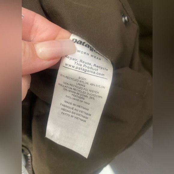 PATAGONIA REVERSIBLE BIVY DOWN VEST JACKET DUCK DOWN INSULATED S Brown - Picture 8 of 9